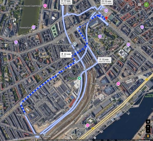 Route from Scandic to Rådhus